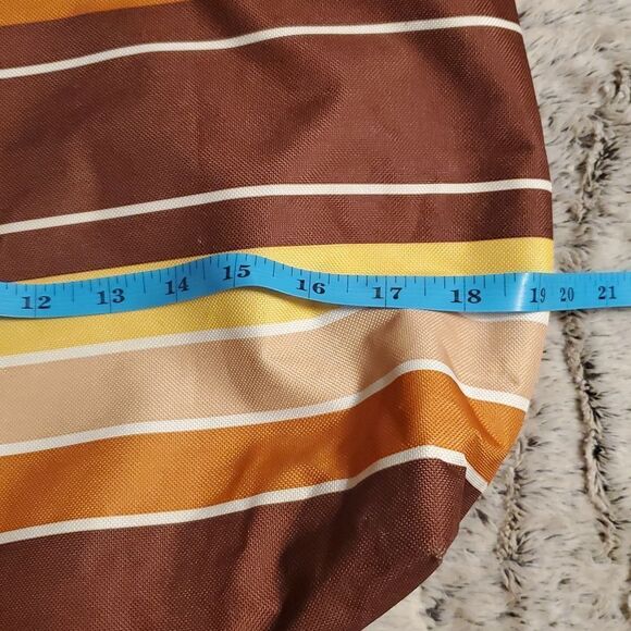 70s Colors Retro Stripe Zip Close Double Handle Beach Tote Bag #7554 - Picture 8 of 9